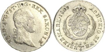 1/6 taler, daalder 1809, Sachsen-kurlinie ab 1547 (albert..., Verzenden