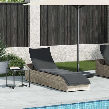 vidaXL Ligstoel inklapbaar kussen opbergruimte poly rattan, Tuin en Terras, Verzenden, Nieuw