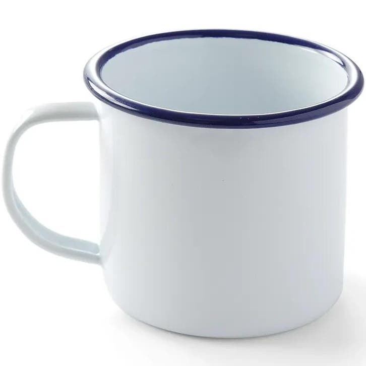 Mok | Geëmailleerd Staal | Wit/Blauw | 36cl | Per Stuk |, Articles professionnels, Horeca | Équipement de cuisine, Envoi