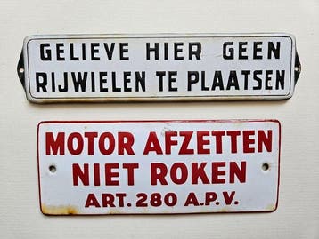 gelieve geen rijwielen te plaatsen - Emaille bord (2) -