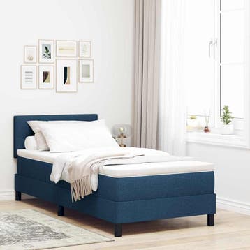 vidaXL Boxspring bed met LED-stripverlichting Blauw 100 x, Verzenden, Nieuw
