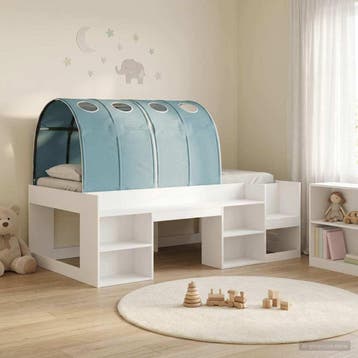 vidaXL Bed met Tunnel met plank 3 st Wit en Lichtblauw, Huis en Inrichting, Slaapkamer | Bedden, Verzenden, Nieuw