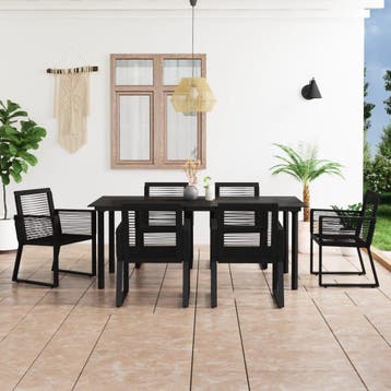 vidaXL 7-delige Tuinset PVC-rattan zwart, Tuin en Terras, Verzenden, Nieuw, Tuinset