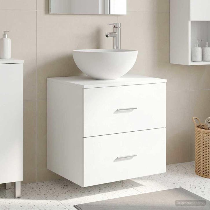 vidaXL Wandgemonteerde Waskom Vanity Wit 49,5 x 35 x 63 cm, Maison & Meubles, Tables | Coiffeuses, Envoi