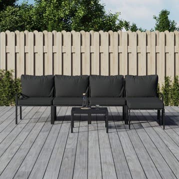 vidaXL 6-delige Loungeset met kussens staal grijs, Verzenden, Nieuw, Loungeset
