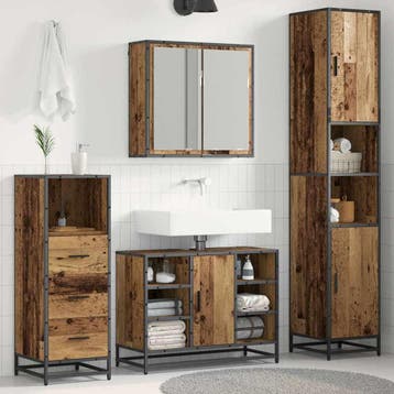 vidaXL Badkamermeubel Set 3 st Oud Hout Bewerkt hout, Verzenden, Nieuw