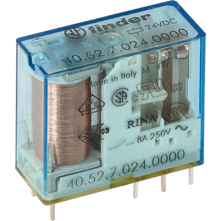 Finder 40.52 Relais PCB 24VDC 8A Dual CO AgNi -, Bricolage & Construction, Électricité & Câbles, Envoi