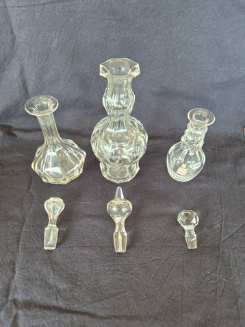 Pot (4) - Kristal - 4 antieke glazen karafes, Fl, Antiek en Kunst