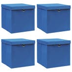 vidaXL Opbergboxen met deksel 4 st 32x32x32 cm stof blauw, Verzenden