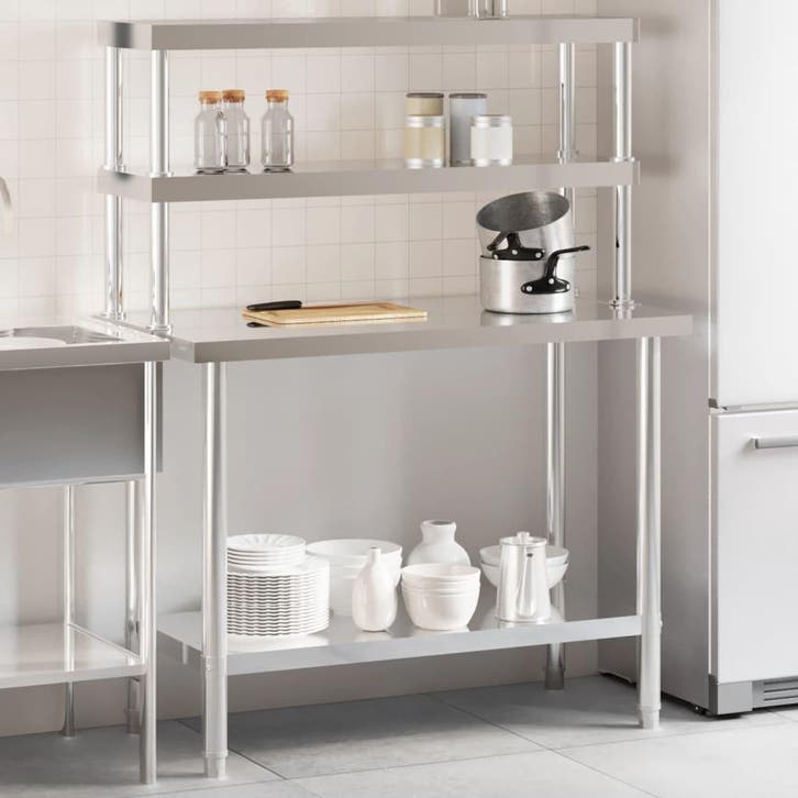 vidaXL Keukenwerktafel met bovenschap 110x55x150 cm, Zakelijke goederen, Horeca | Overige, Verzenden