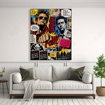 Fight Club - Brad Pitt con stile Pop Art di Roy Lichtenstein, Nieuw