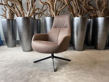 Veiling - Fauteuil Cone -Draaibaar- Microleder - brown, Maison & Meubles, Fauteuils