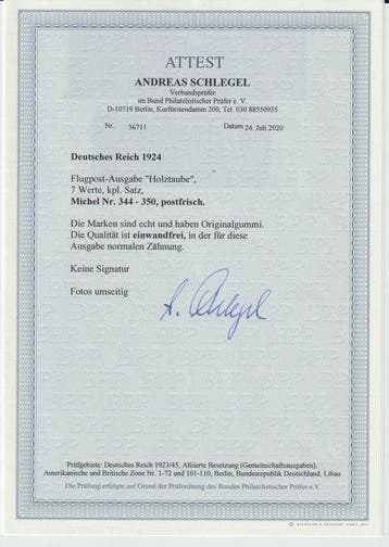 Duitse Rijk 1924/1924 - Duitse Rijk Luchtpost Holztaube