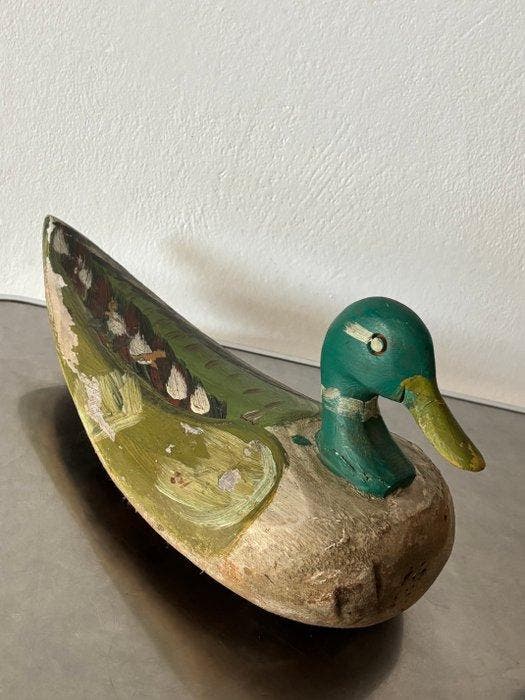 Appelant canard - Rare Antique Hollow-Carved Common Pochard, Antiquités & Art, Curiosités & Brocante