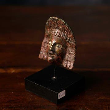 Oud-Romeins bronzen theatermasker-appliqué - 7.5 cm