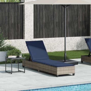 vidaXL Ligstoel met kussens grijs 55x200x25,5cm polyrotan, Verzenden