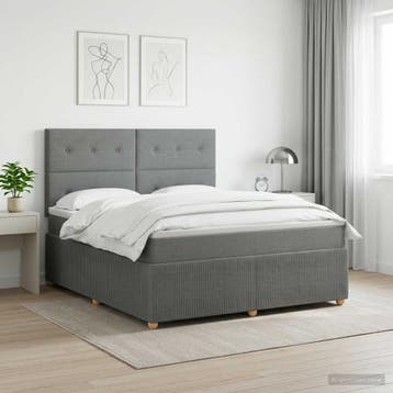 vidaXL Boxspringbed met matras Donkergrijs 140 x 190 cm Stof, Verzenden, Nieuw