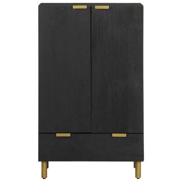 vidaXL Hoge kast 60x33x100 cm bewerkt hout zwart, Verzenden, Nieuw