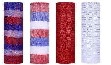 Decomesh metallic set rood wit blauw gestreept 26 cm rol 9, Nieuw