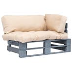 vidaXL Tuinbank pallet met zandkleurige kussens grenenhout, Verzenden, Nieuw