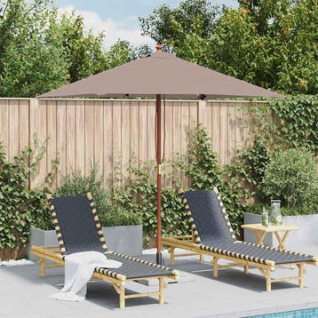 vidaXL Parasol met houten paal 150x200 cm taupe, Verzenden, Nieuw