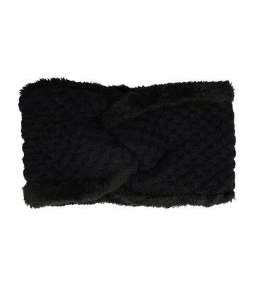 Haarband Twist 12cm – Teddy 10% Wol – Gebreide Stof – Zwart, Nieuw