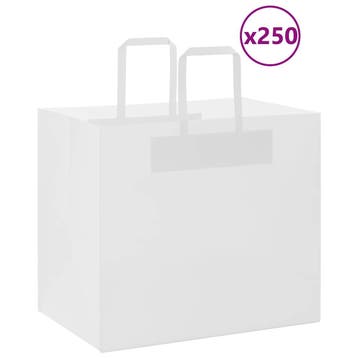 vidaXL Papieren zakken 250 st met hengsels 32x22x28 cm wit, Divers, Emballage cadeau, Verzenden
