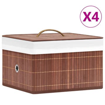 vidaXL Opbergboxen 4 st bamboe bruin, Doe-het-zelf en Bouw, Kratten en Dozen, Verzenden, Nieuw