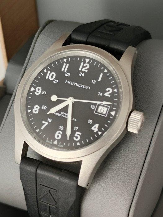 Hamilton - Military Khaki Field Big Crown - H694390 - Homme, Handtassen en Accessoires, Horloges | Heren