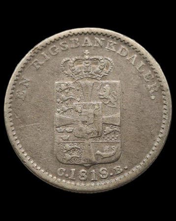 Denemarken. Frederick VI. 1 Rigsbankdaler 1818 (Zonder, Timbres & Monnaies