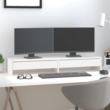 vidaXL Monitorstandaard 100x27x15 cm massief grenenhout wit, Computers en Software, Verzenden, Nieuw