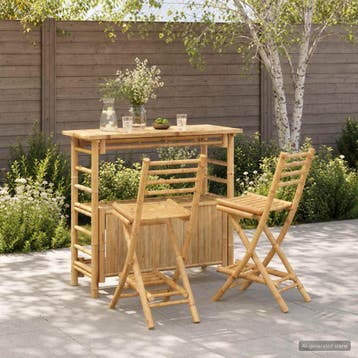 vidaXL Buitenbar tafel en krukken 3 st Naturel Bamboe, Verzenden, Nieuw