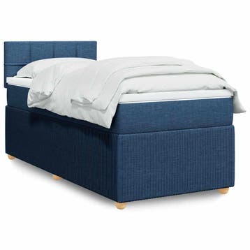 vidaXL Boxspring met matras stof blauw 90x190 cm, Verzenden, Nieuw