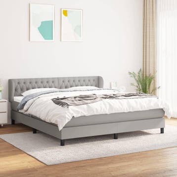 vidaXL Boxspring met matras stof lichtgrijs 180x200 cm, Verzenden, Nieuw