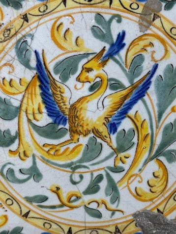 Antiek Tegel - Antiek - 1850-1900 - Ceramica Policroma, Antiek en Kunst