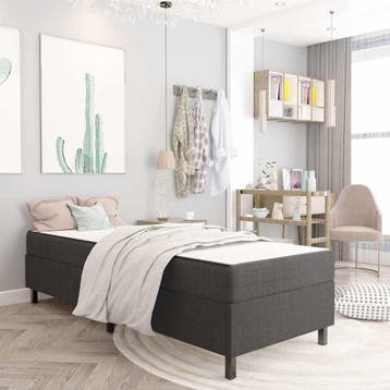 vidaXL Boxspringframe stof grijs 100x200 cm, Verzenden