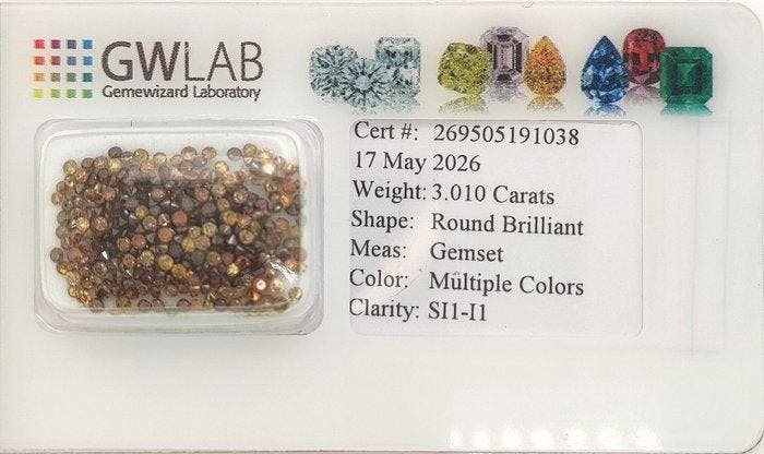 Zonder minimumprijs - 306 pcs Diamant (Natuurlijk gekleurd), Handtassen en Accessoires, Edelstenen