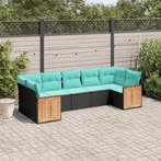 vidaXL 7-delige tuinbankset met kussens van zwart polyrotan, Verzenden, Nieuw