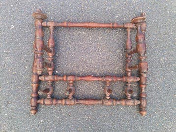 Antique Bobbin-Turned Wooden Wall Coat Rack - Folk Art - ca.