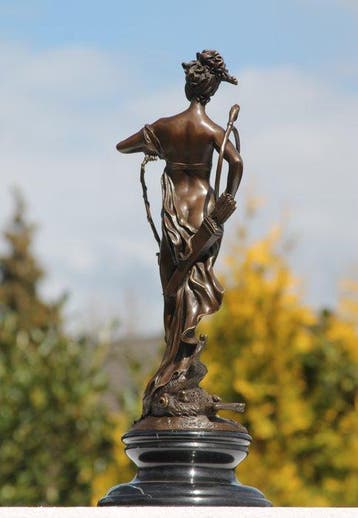 hunting diana - Beeld, hunting diana - 48 cm - brons marmer, Antiek en Kunst