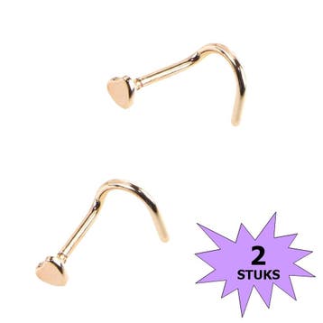 Fako Bijoux - Neuspiercing - Bocht Hart - Rosé Goudkleurig -, Handtassen en Accessoires, Piercings, Verzenden, Nieuw