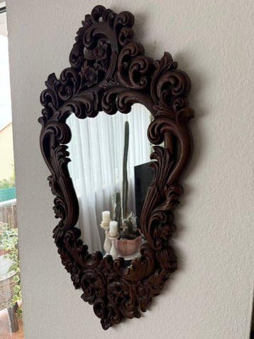Miroir - Ronce de noyer - Style rococo fait à la main