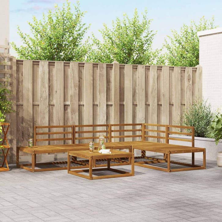 vidaXL Buiten bank set Naturel Massief Acacia Hout, Tuin en Terras, Tuinsets en Loungesets, Nieuw, Verzenden