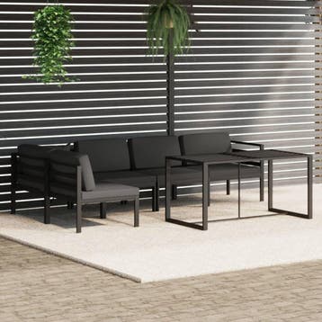 vidaXL 6-delige Loungeset met kussens aluminium, Verzenden, Loungeset