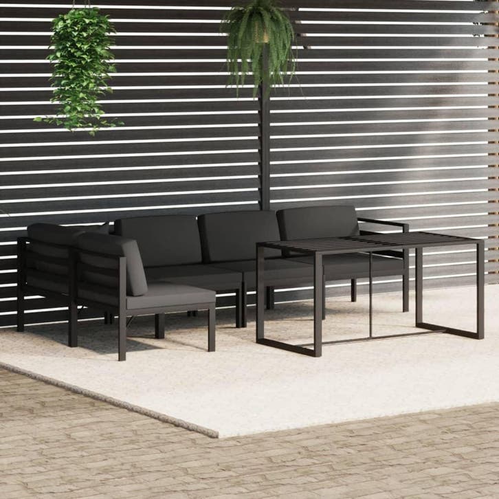 vidaXL 6-delige Loungeset met kussens aluminium, Jardin & Terrasse, Ensembles de jardin, Envoi