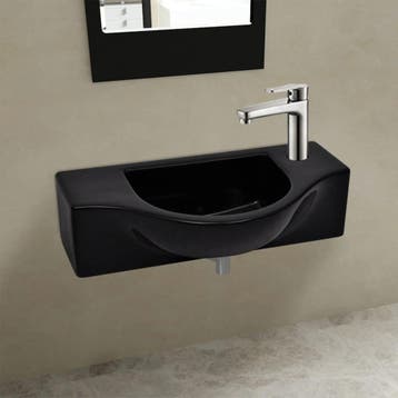 vidaXL Wastafel met kraangat zwart keramiek, Doe-het-zelf en Bouw, Sanitair, Verzenden, Nieuw