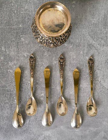 Wapenteken L J - Handmade - Koffie- en theeservies (7) - Set, Antiek en Kunst