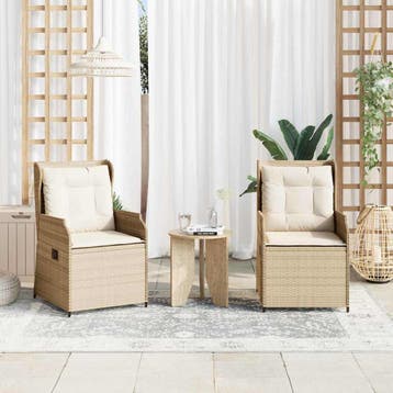 vidaXL Tuinbank 2 st Beige poly rattan, Tuin en Terras, Verzenden, Nieuw