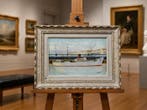 École française (c.1920) - Bateau de commerce à quai, Antiek en Kunst