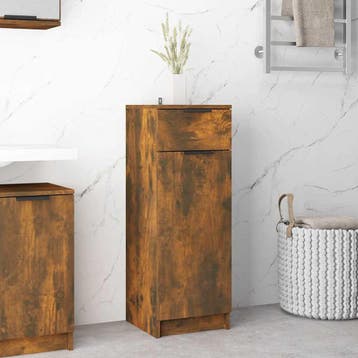 vidaXL Badkamerkast 32x34x90 cm bewerkt hout gerookt, Verzenden